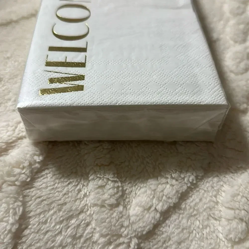 Sheffield Home WELCOME White Gold Guest Paper Towel Napkins 32 Count